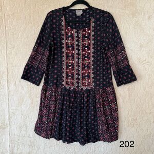 Anthropologie Vanessa Virginia Beaded Embroidered Kaleidoscope Dress‎ Pockets M